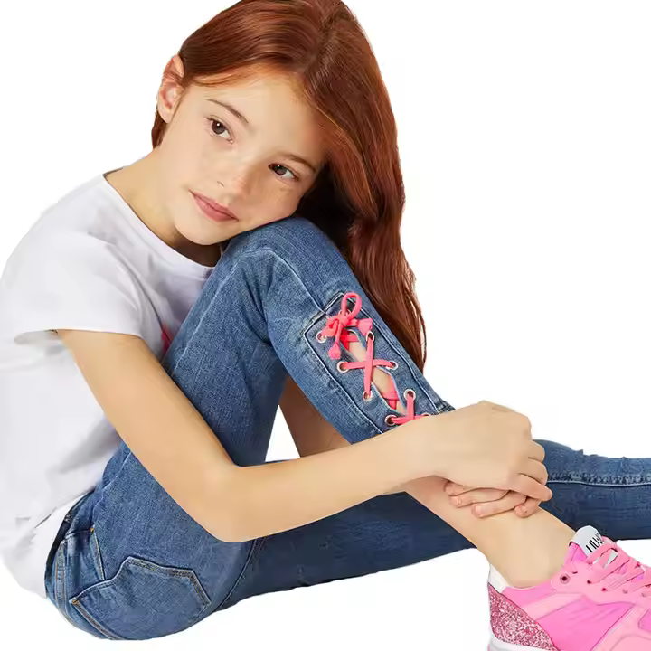 Girls Summer Denim Pants Casual Style Cartoon Pattern