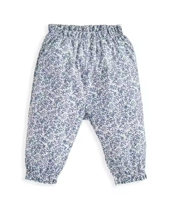 Customized Ruffled Elastic Waistband Simple Design Knitted Thread Girl's Wide Leg Trousers Elasticated Taper Bottom