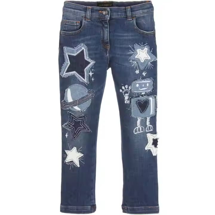 Children Girls Jeans Straight Jeans Denim Fabric Casual Style Fashion Brands