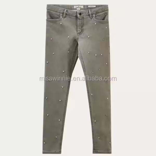 Kids Girl Jeans Pure Pattern Denim Fabric Casual Style Wholesale Children Clothes