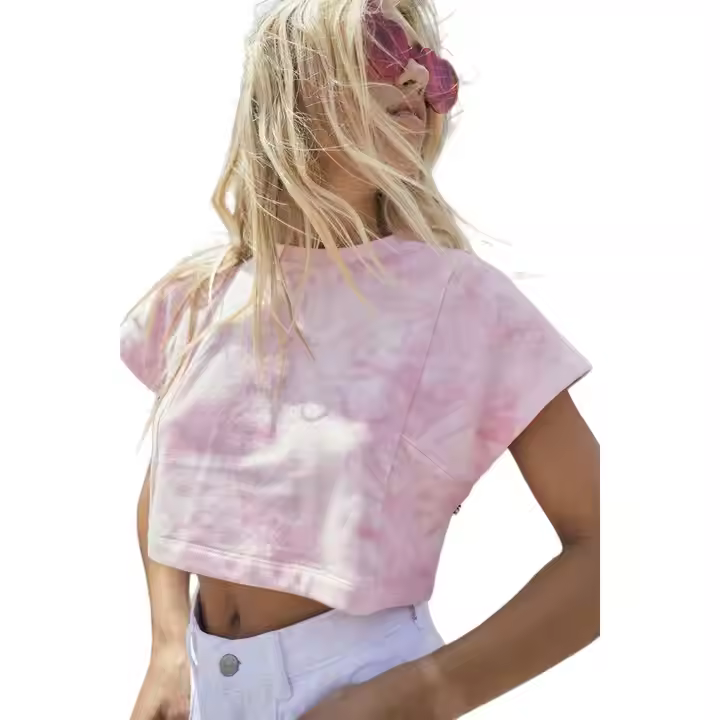 Custom High Quality Boxy Cropped Tie & Dye T-Shirts for Teen Girls Top Fashion Streetwear for Summer