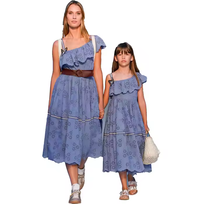 Girls Cotton Embroidered Cotton Women Summer Causal Mommy and Me Outfits