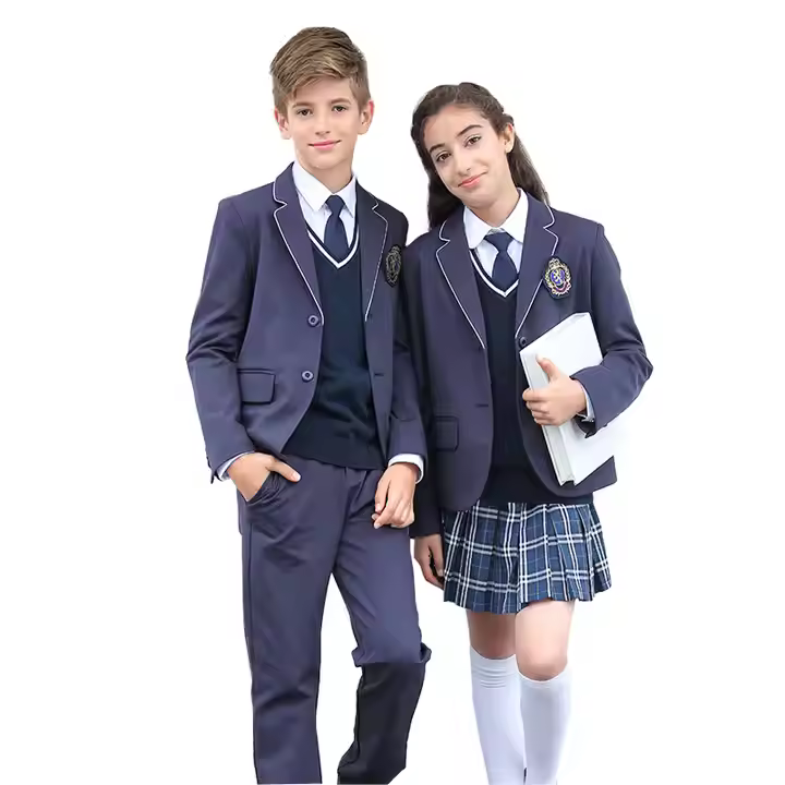 School Uniform Set for Young Man Outerwear Matching Trouser Skirts Custom From Guangzhou Manufacture