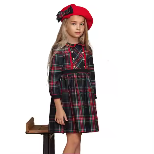 Customized Hot Sell Girls Plaid School Uniform High Quality School Dress for Primary Kids in Kids Cotton Dresses