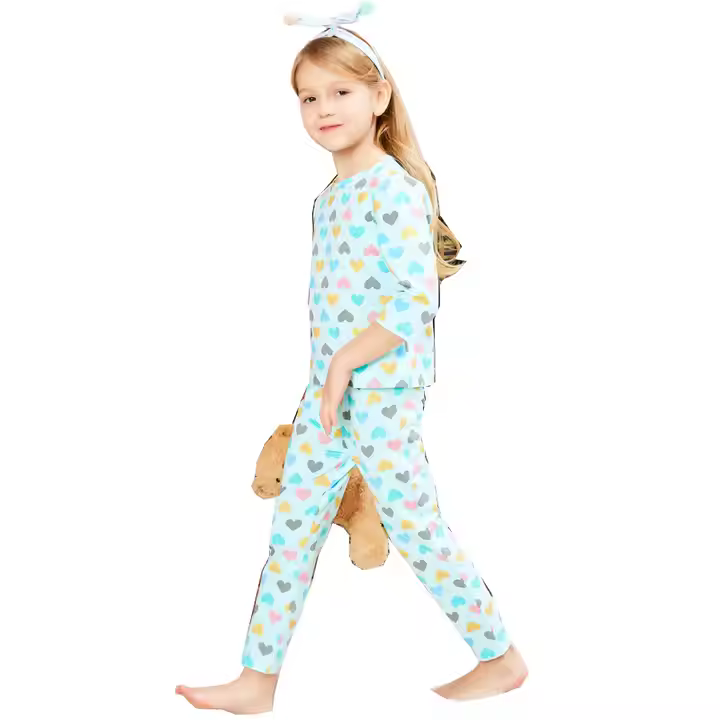 2025 Comfortable Organic Knit Fabric Kids Pajamas Clothing Sets for Girls