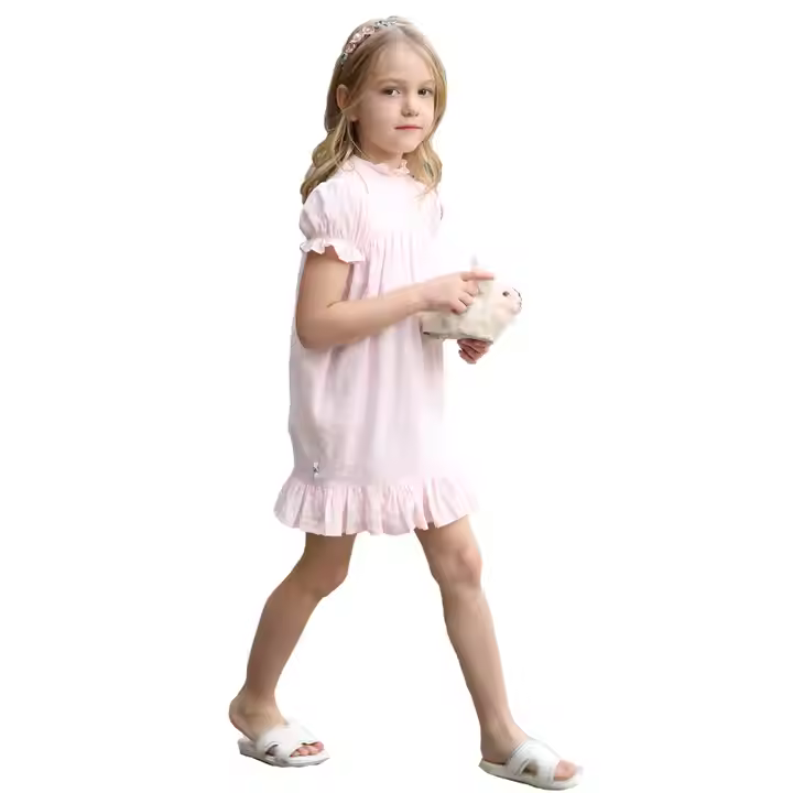 Guangzhou Manufacturer High Quality Organic Cotton Kids Girl Sleep Dress Comfortable Girls Pajamas