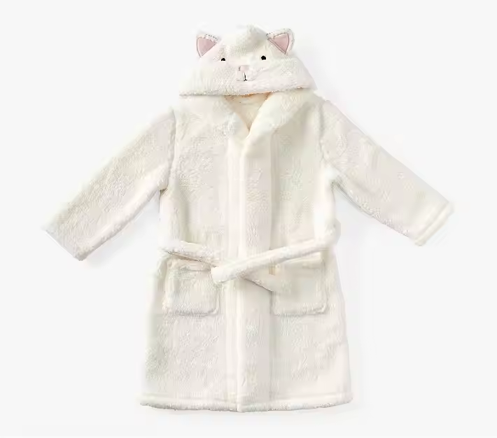 Customizable Girls Plaid Style Robe Hoodie With Pocket Quality Casual Outfit for 6-10Y Kids