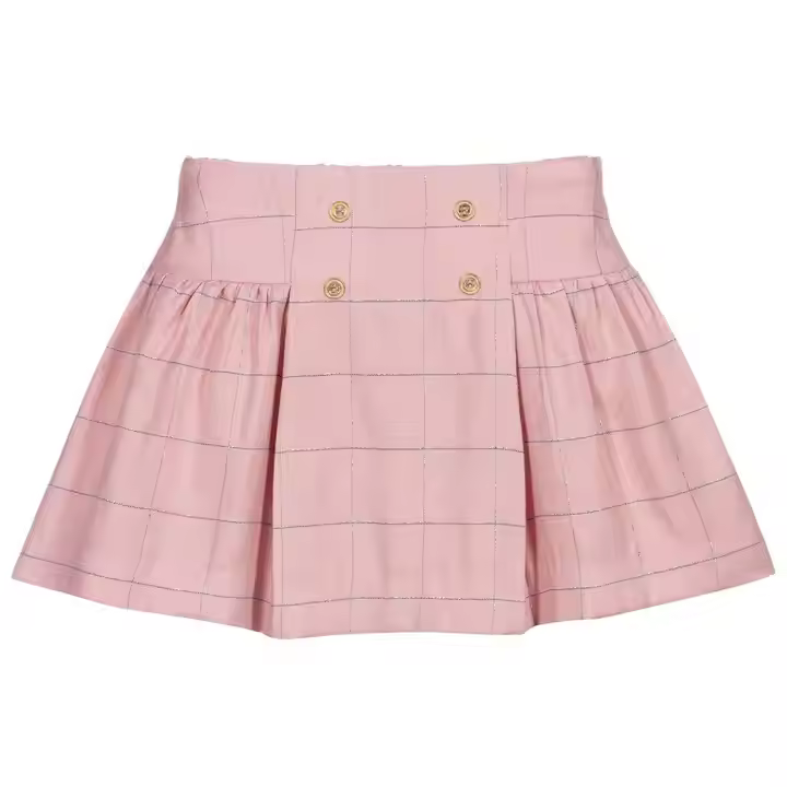 Latest Skirt Design Children Clothing pink Plaid Pleats Baby Girl Skirt