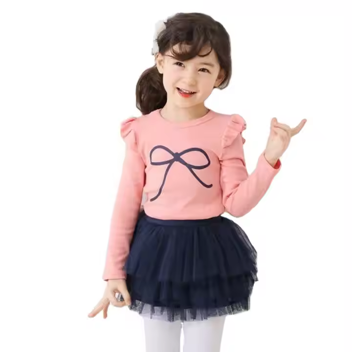 Custom Print Soft Cotton Beautiful Long Sleeves Girl T-shirt