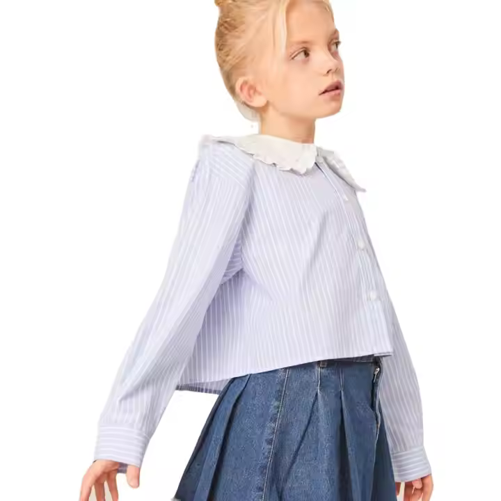 Girls Casual Jersey Long Sleeve Shirt O-Neck Printed Blouse and Top