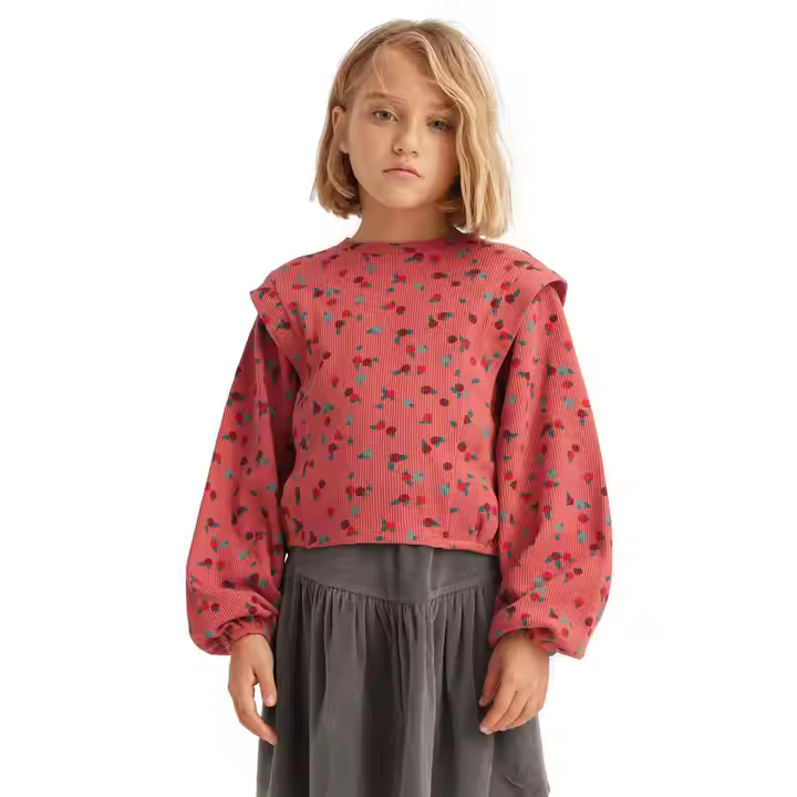 Casual Girls T-Shirt With Long Sleeves O-Neck Printed Jersey for 13-Year-Olds and Kids Hoodie Included