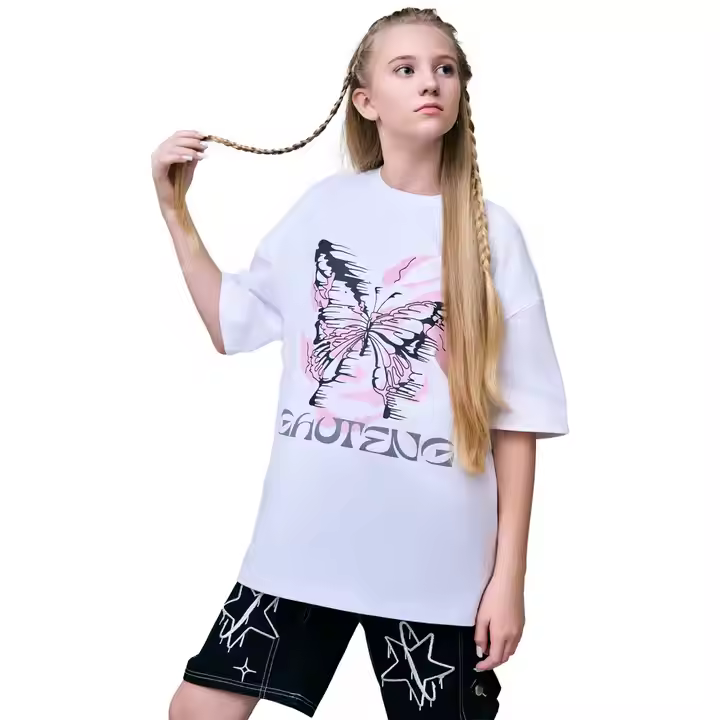 Casual Kids T-Shirt for Children 8-10 Years Old Block Design for Teenage Girls Custom Manufacturers Clothing