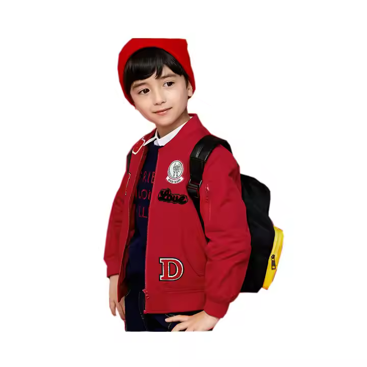 Warm Children Jacket Red Rib Jacket for Baby Boys Jackets 6-10 Years Old