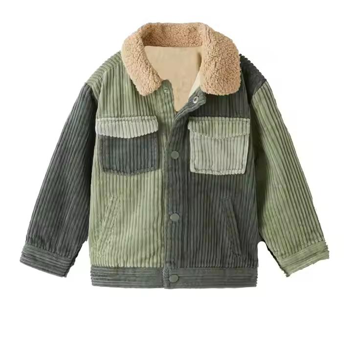 OEM Vintage Children Jacket Suede Lambs Collar Corduroy Baby Boys Coat