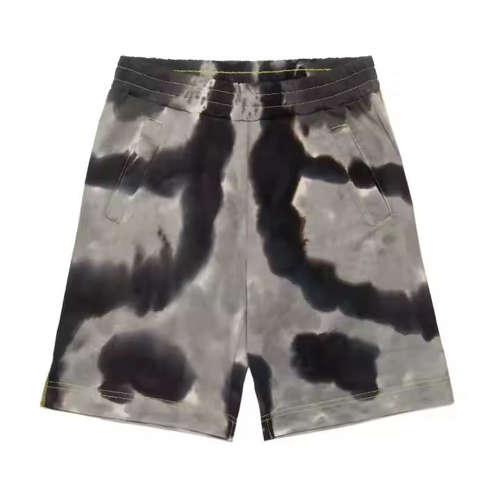 Custom Cotton French Terry Boys Shorts Casual Boutique Design with Elastic Waistband Tie-Dye Print for Kids 8 Years and above