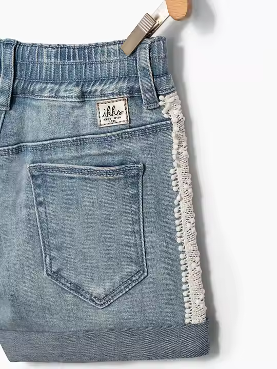 Casual Style Kids Denim Shorts Woven Jean Shorts With Drawstring Closure Cargo Pattern for Boys
