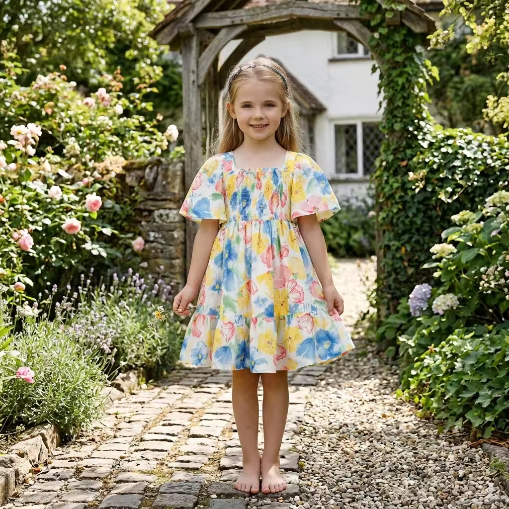 girls flower white dress