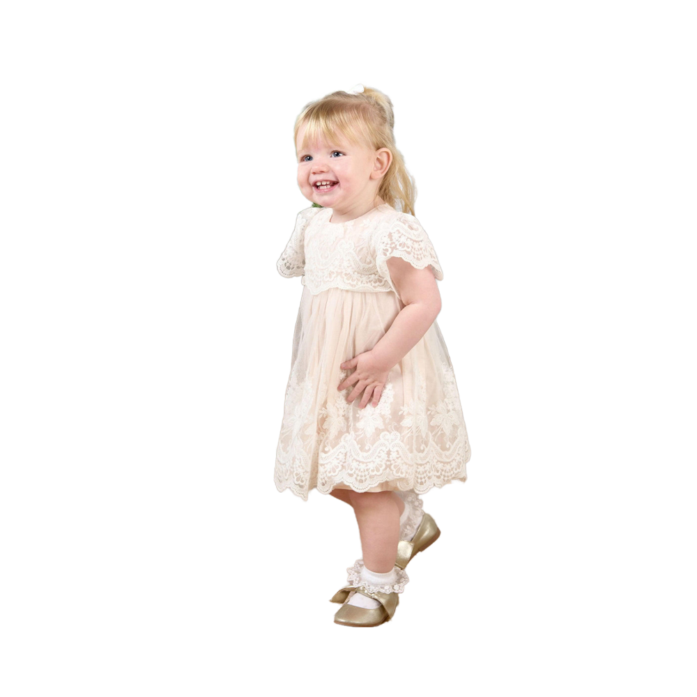 2025 Elegant O-collar White Floral Pattern Ball Dress Girl Baby Formal Embroidery Embroidered in Floral Pattern